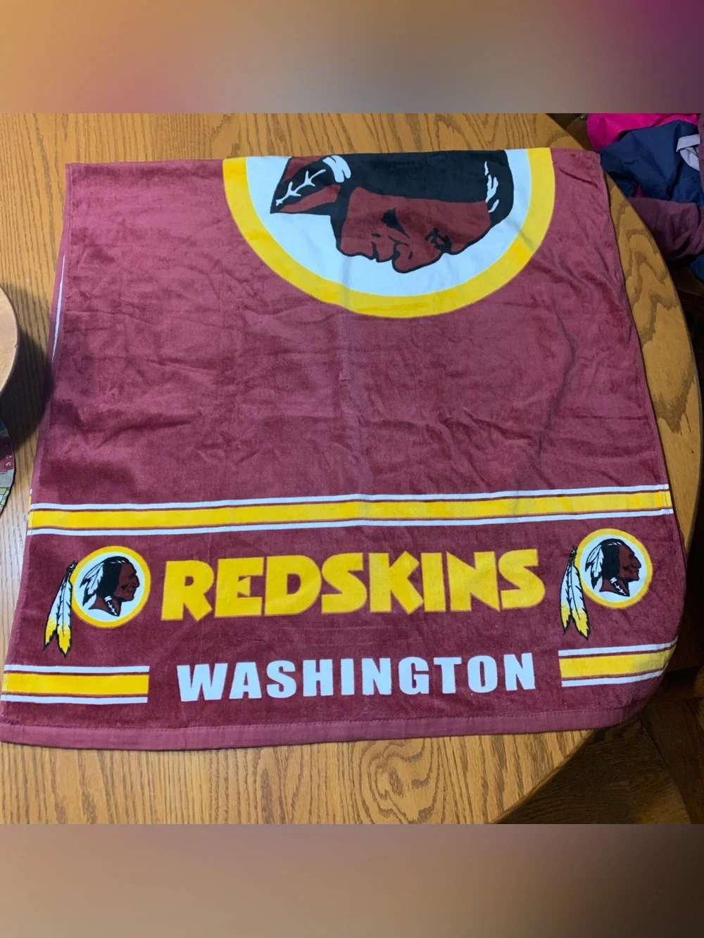 Washington Redskins beach towel.